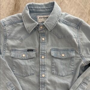Poncho Light Blue Kids Button Down Shirt